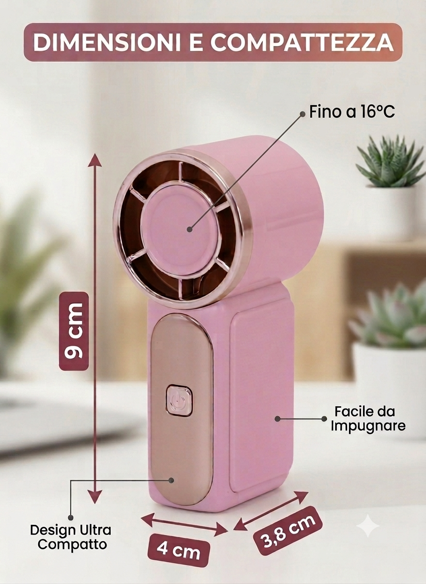 Mini ventilatore portatile, refrigerante e ricaricabile