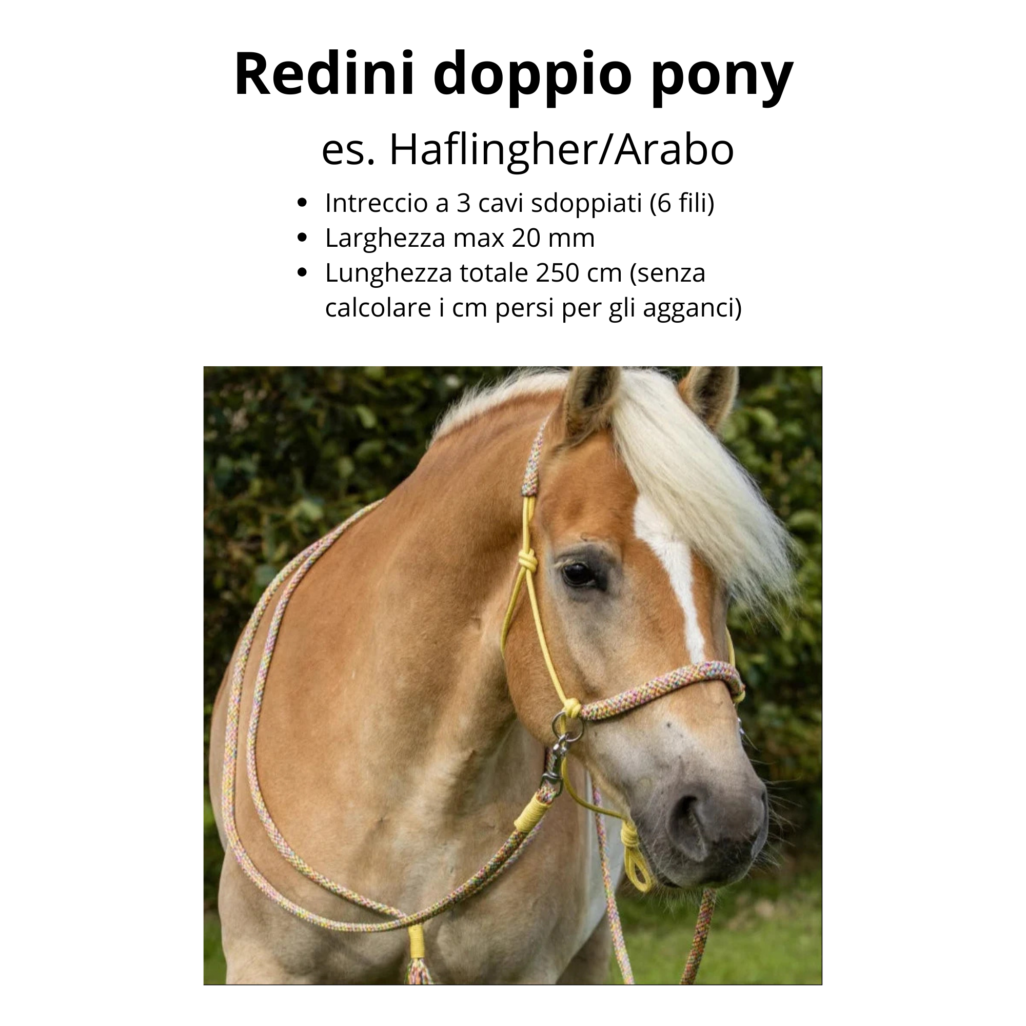 Redini in corda per monta inglese, intreccio a 3 cavi