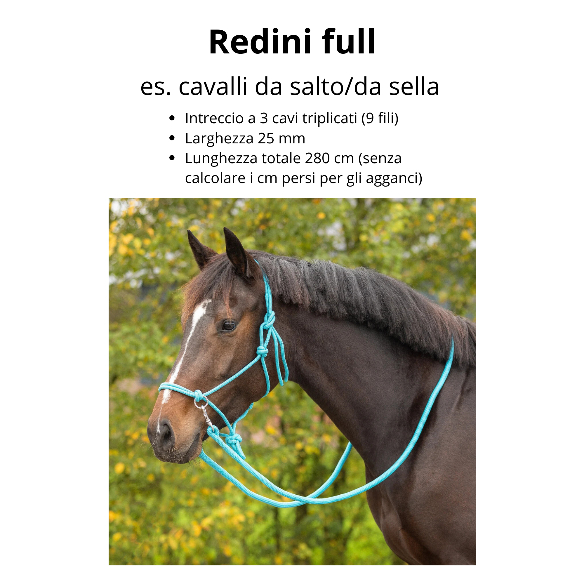 Redini in corda per monta inglese, intreccio a 3 cavi